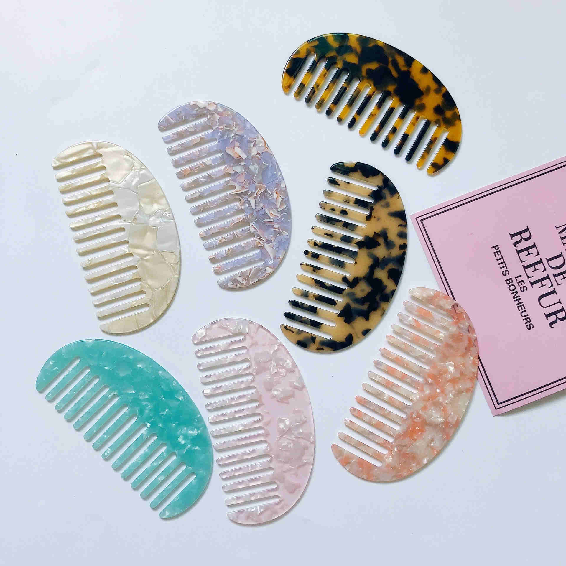 Fesyen Sederhana Plate Acetate Anti-Static Comb Comel Rambut Comel For Women