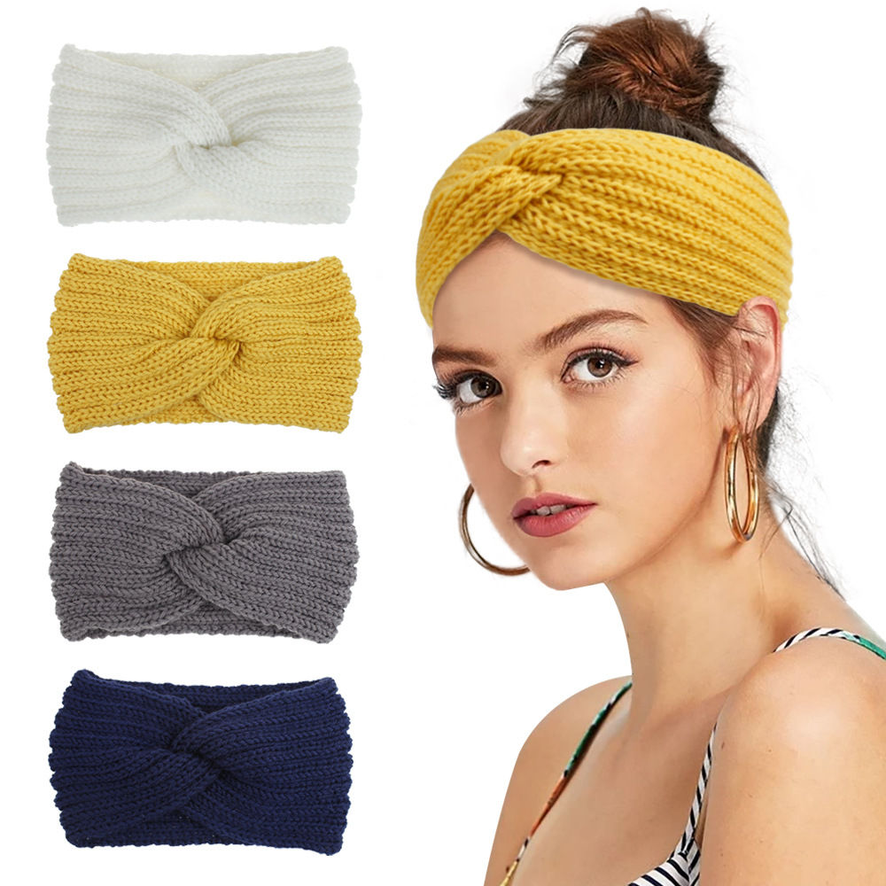 Perempuan Perempuan Headband Knitted Head Wraps Crochet Hair Bands
