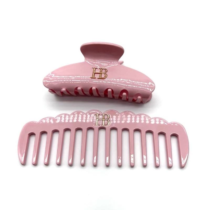 Fashion Women Personalized Hair Accessories Custom Logo Acetate Hair Claw Clip & Comb Set for Salon and Hair Care