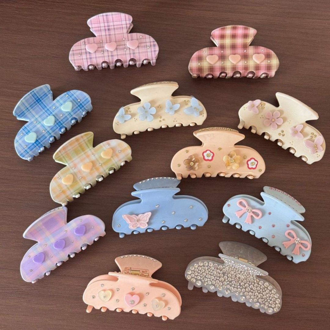 High Quality Crystal Custom Logo Rhinestone Luxury Cellulose Acetate Hair Claw Clips for Women Girls Hair Accessories
