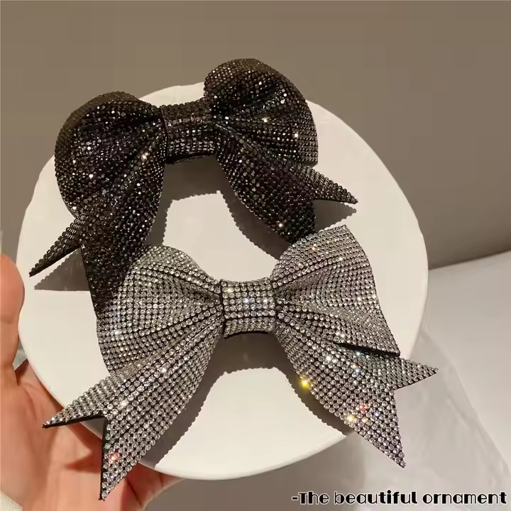 Pin Rambut Mewah Kristal Rhinestone Bowknot Metal Hair Clip For Women for Festival Hadiah
